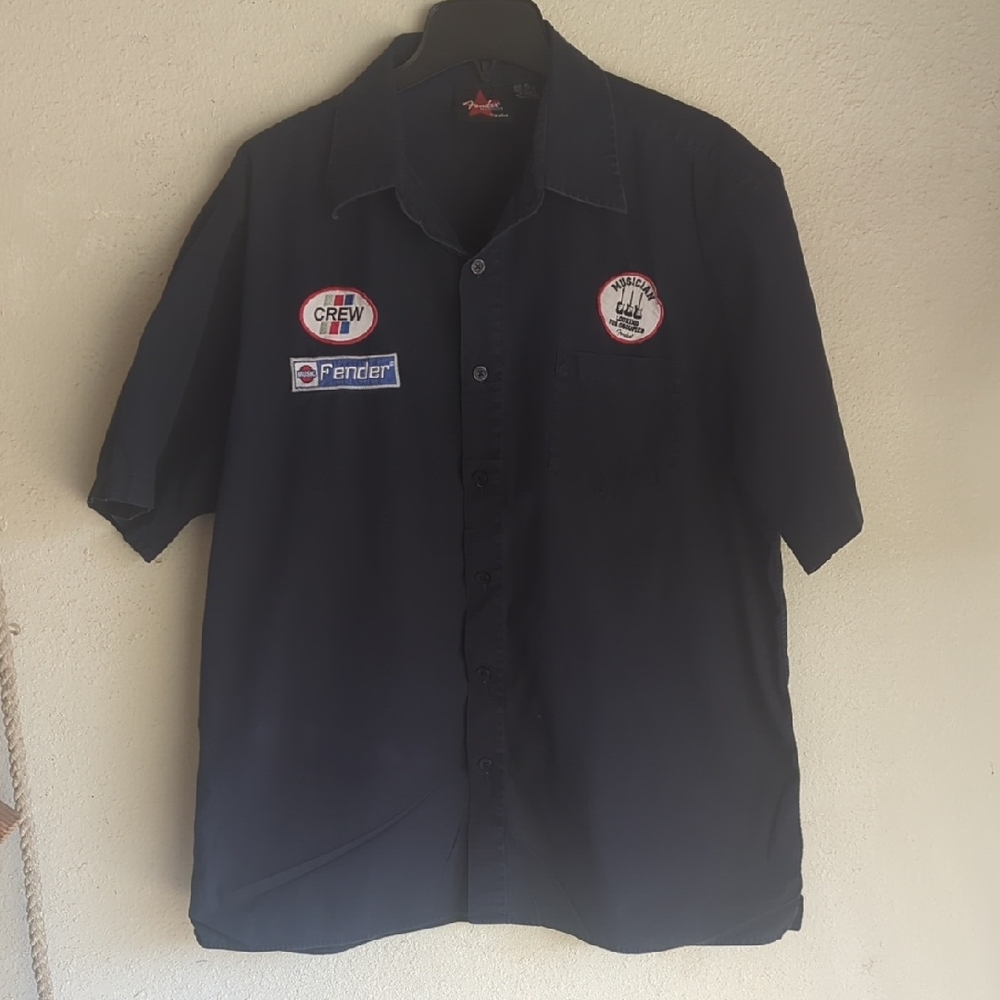 Fender Guitar Crew Dark Blue Casual Button Down Work Shirt